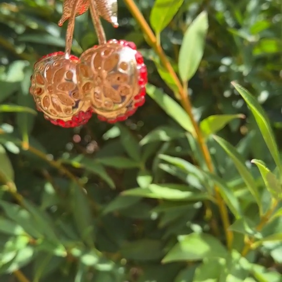 Red and Gold Cherry Keychain with red rhinestones NWT - Picture 6 of 9